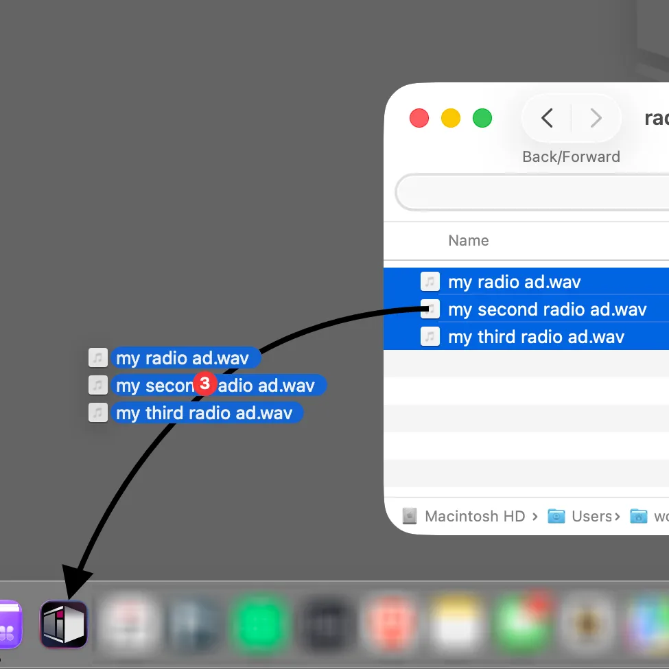 Dragging files into Magnetron