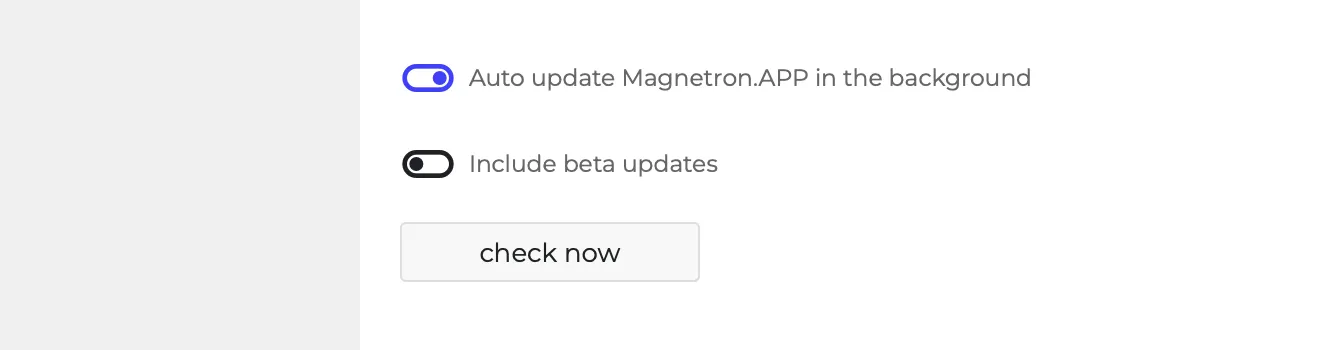 Update settings